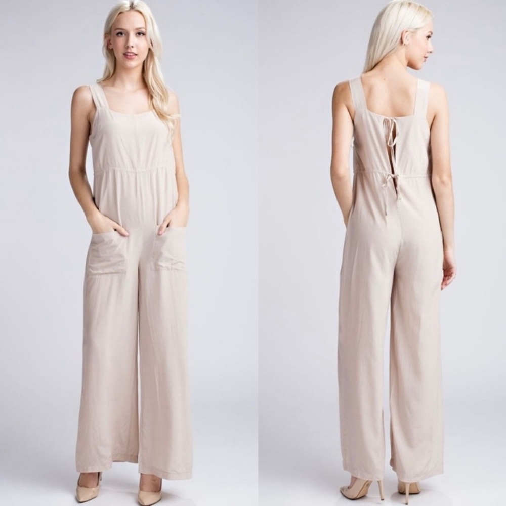 🌼Cream Tie Back Jumpsuit